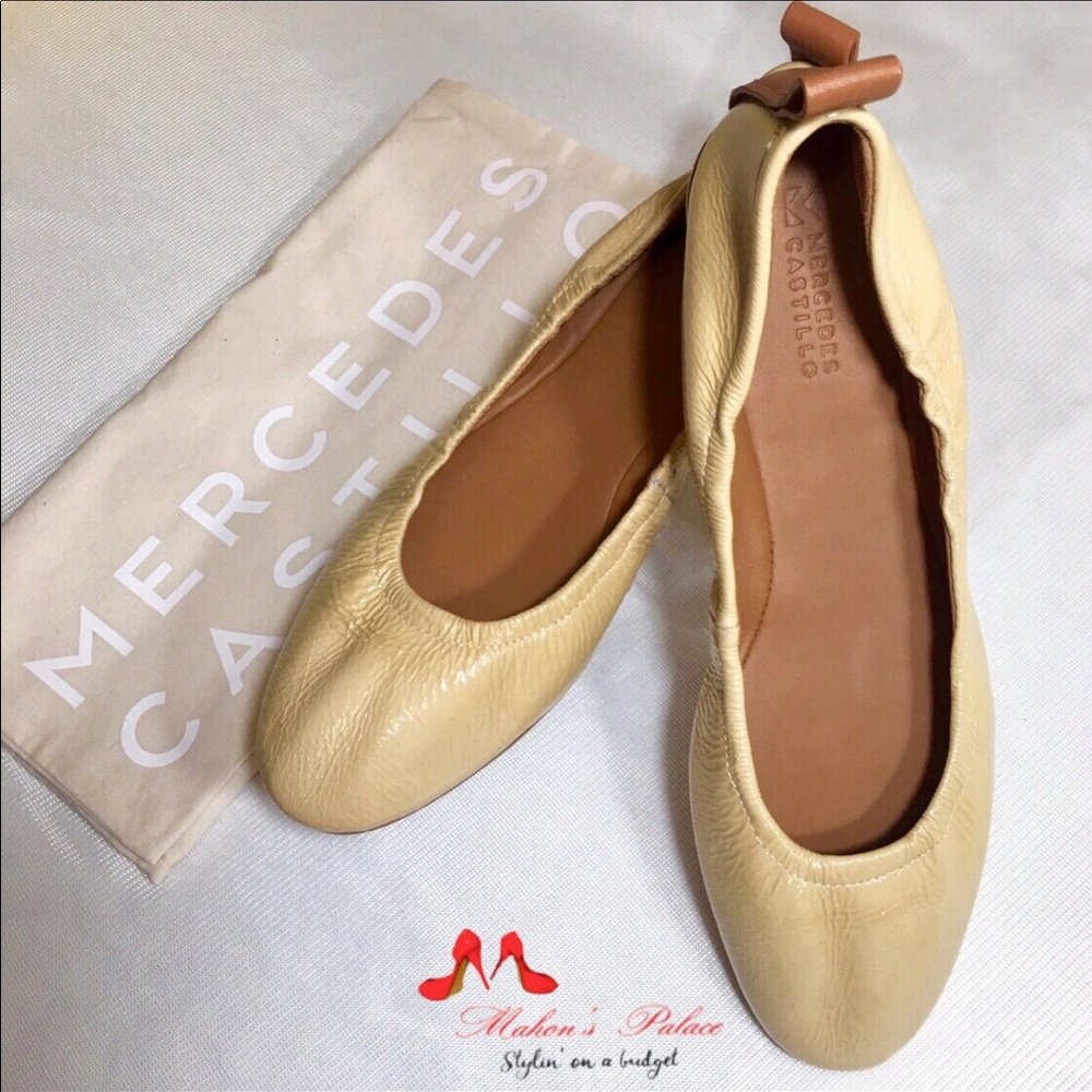 Mercedes Castillo Bone Color Leather Ballet Flats